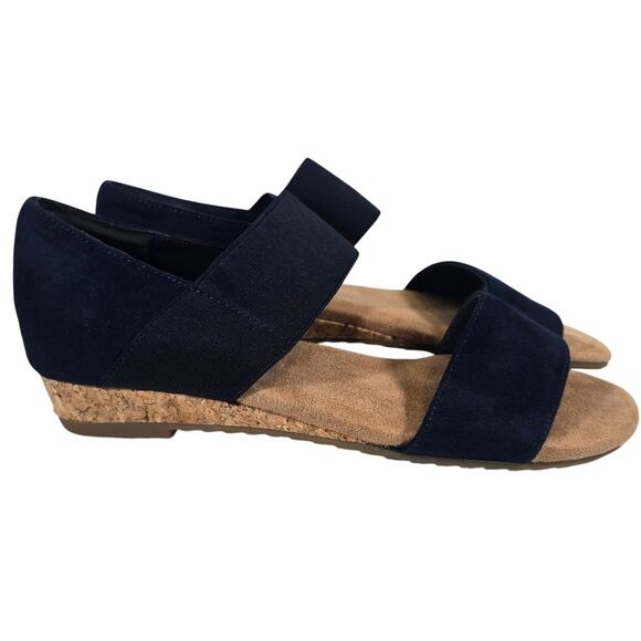 Naturalizer Shoes - L Naturalizer Rover Navy Blue Strap Low Wedge Sandals Women Sze 6 Coastal Preppy